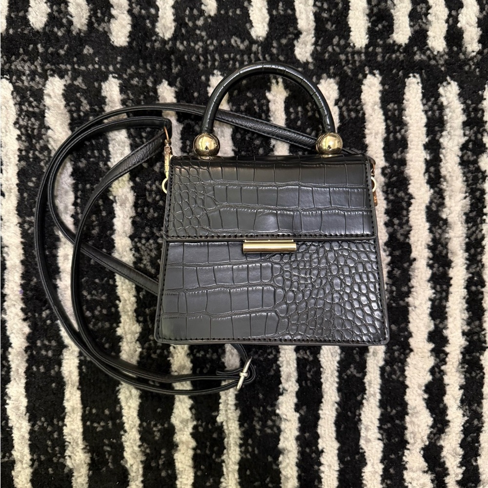 Black leather crossbody purse